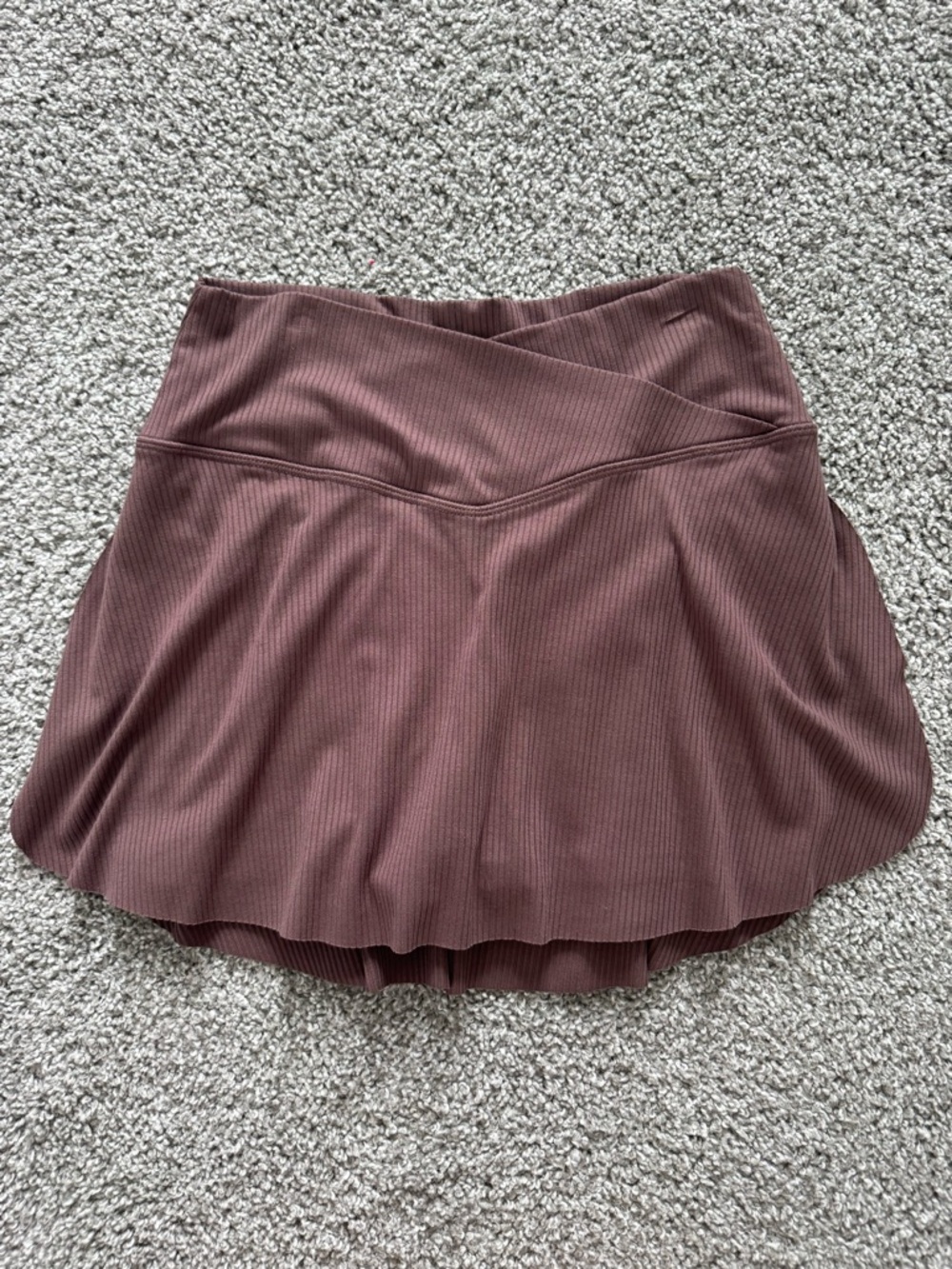 Calvin Klein Ribbed Crossover Waist Skater Skirt in Mauve